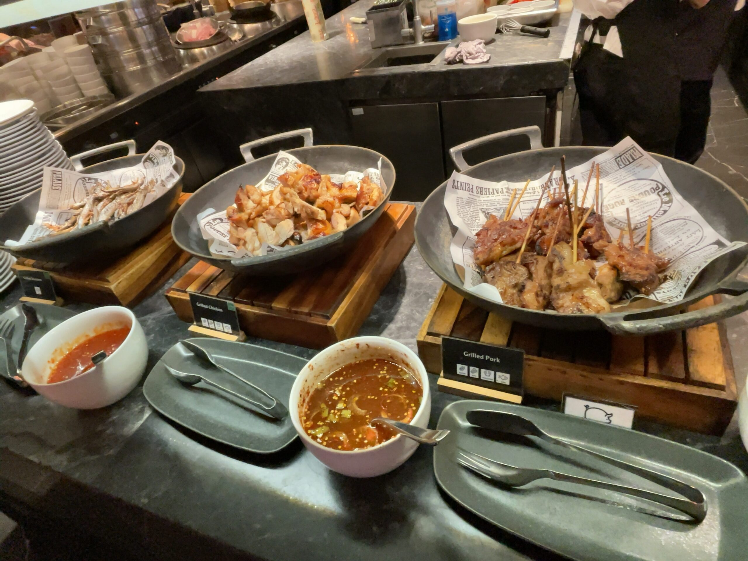 朝食のビュッフェ